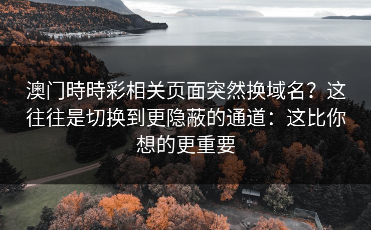 澳门時時彩相关页面突然换域名？这往往是切换到更隐蔽的通道：这比你想的更重要
