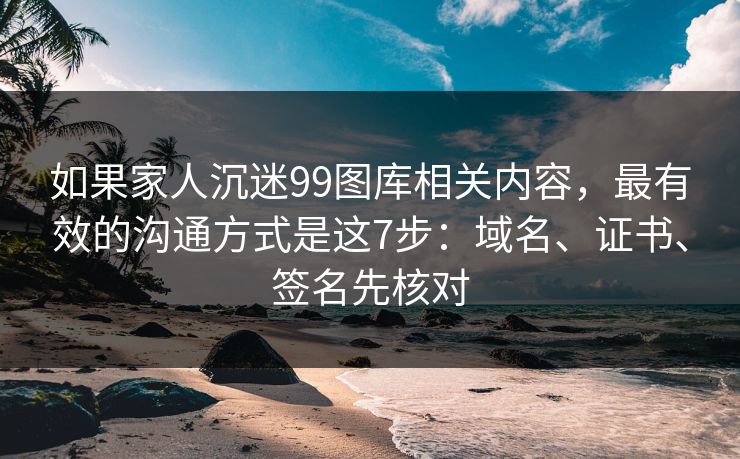 如果家人沉迷99图库相关内容，最有效的沟通方式是这7步：域名、证书、签名先核对